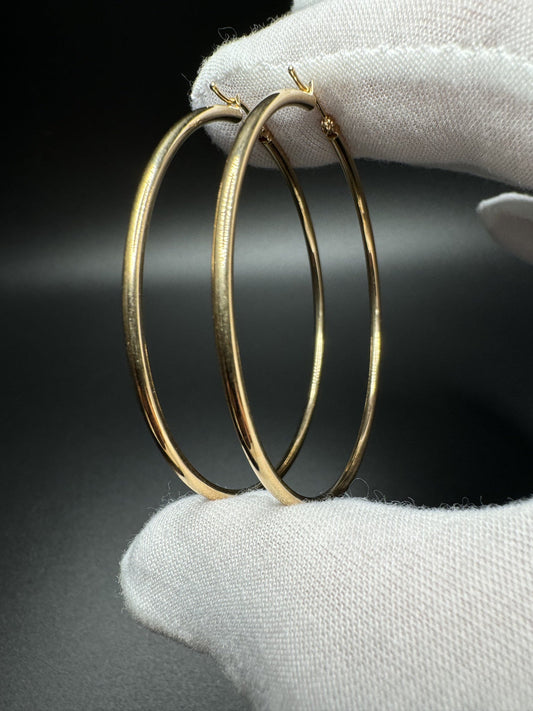 50mm x 2mm 14k Yellow Gold Hoops 3.2g