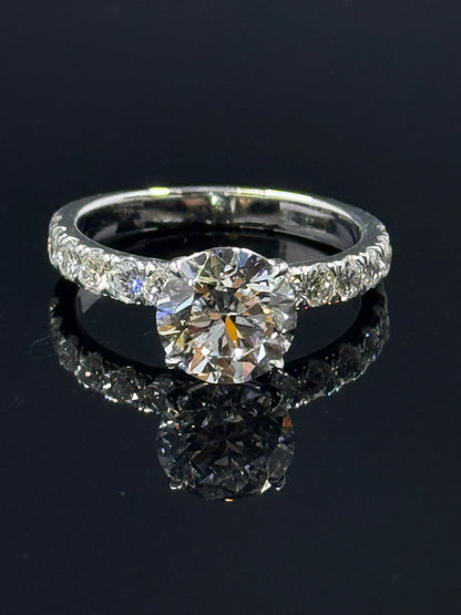 14k White Gold Custom Round Diamond Engagement Ring Setting – 2.57ctw, Size 7