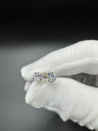 6mm 14k Yellow Gold CZ Screwback Studs .81g