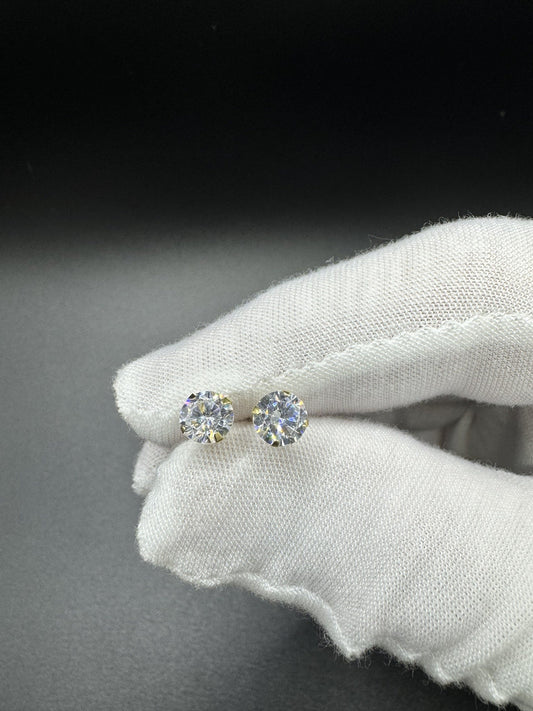 6mm 14k Yellow Gold CZ Screwback Studs .81g