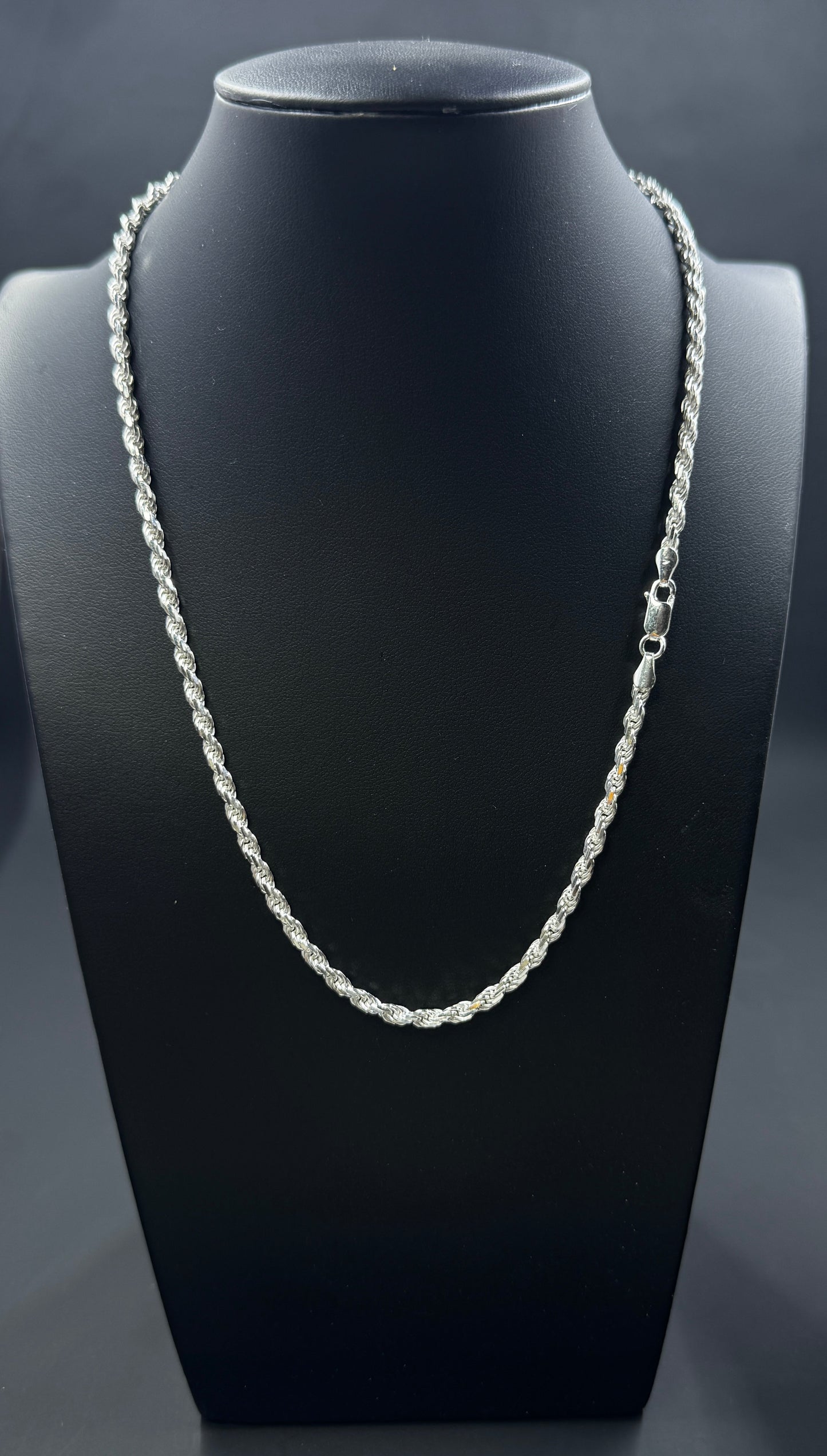 3mm Sterling Silver Rope Chain Necklace – Multiple Lengths