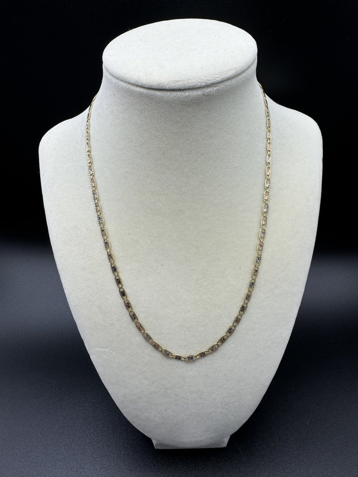 18” 14k Tri-color Diamond Cut Valentino Link 3mm 7.1g