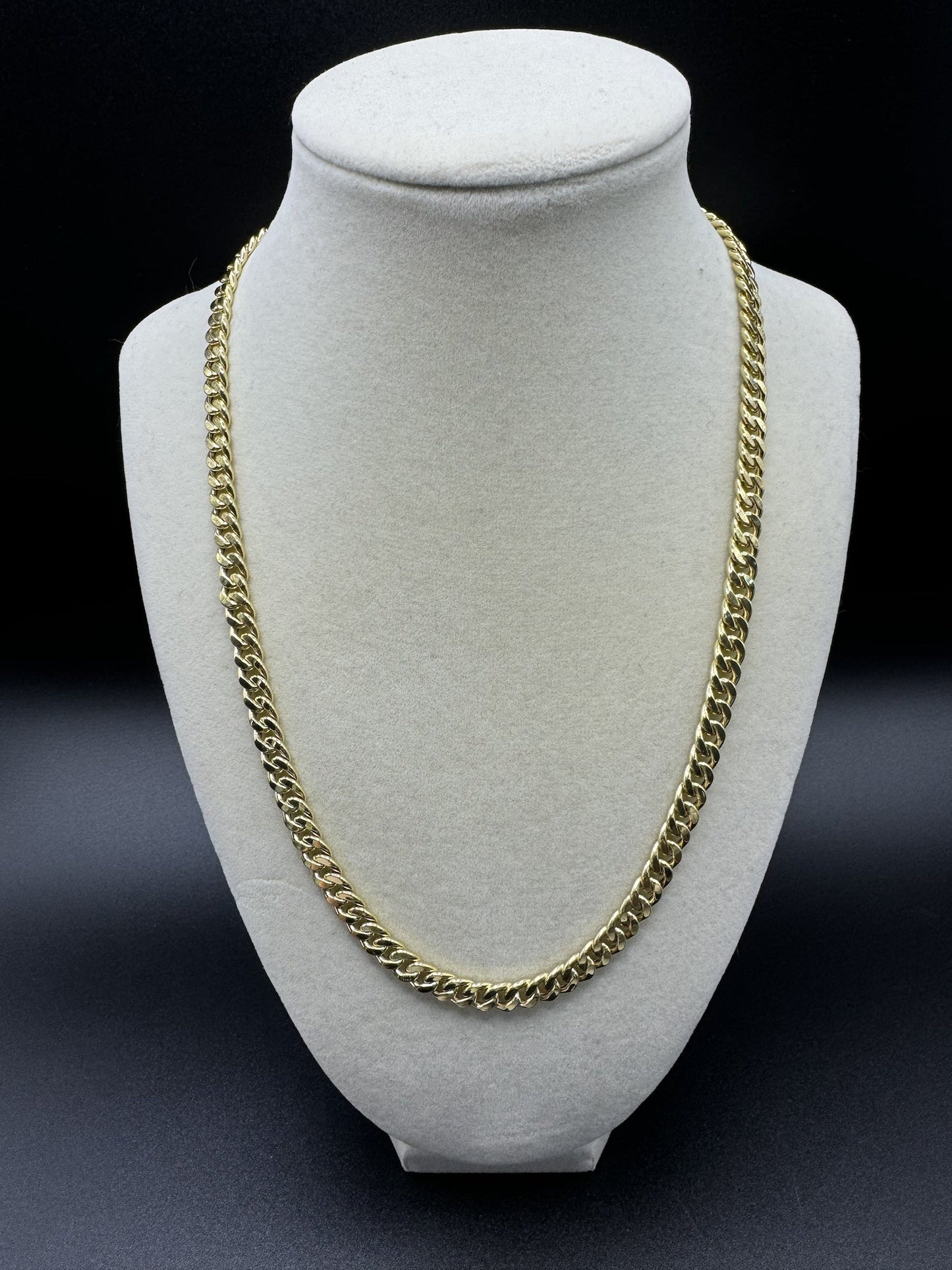 20” 10k Yellow Gold Double Sided Plain & Diamond Cut Cuban 6mm 11.54g