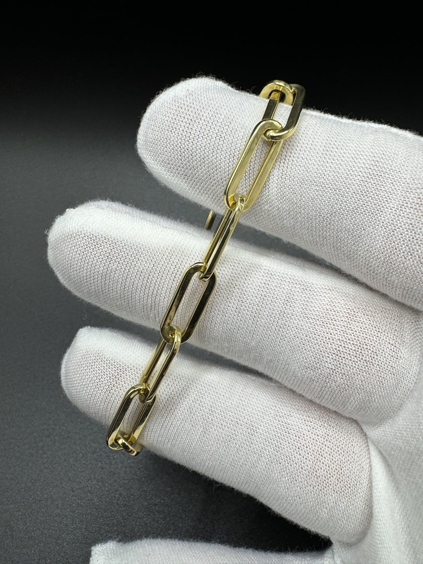 7” 14k Yellow Gold Paperclip Bracelet 6.5mm 4.3g