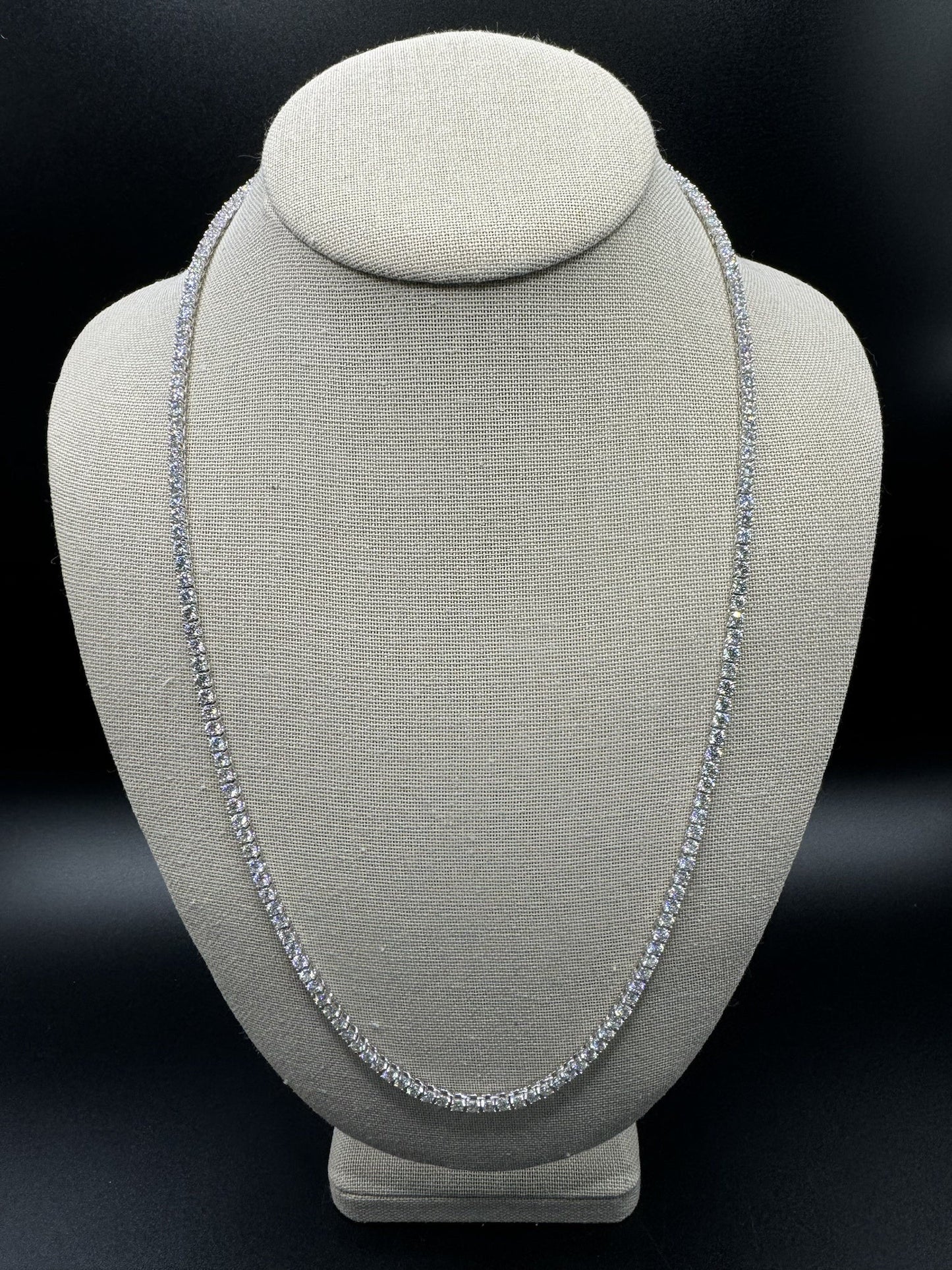 24” 3mm 22ctw Moissanite & Silver Tennis Chain 27.5g