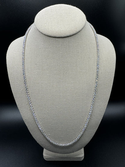 24” 3mm 22ctw Moissanite & Silver Tennis Chain 27.5g