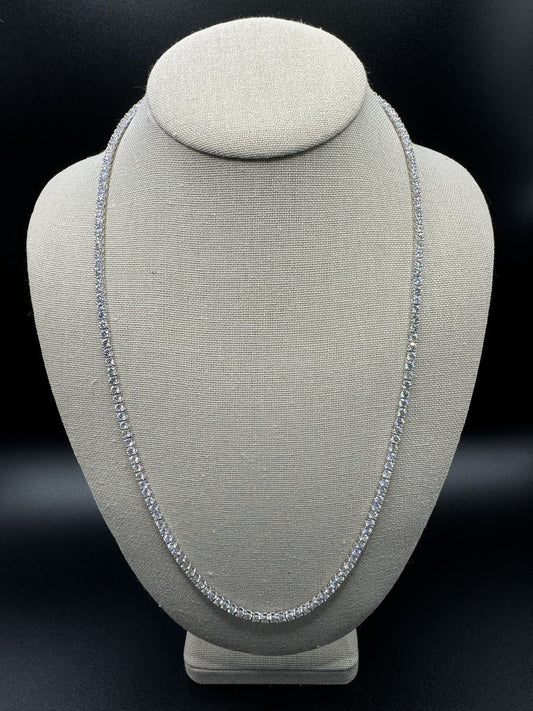 24” 3mm 22ctw Moissanite & Silver Tennis Chain 27.5g