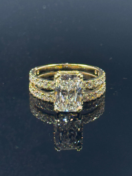 14k Yellow Gold Radiant Diamond Bridal Set – 3.90ctw, Size 7