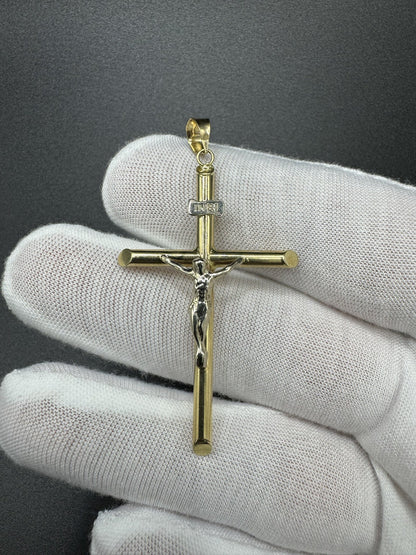 2.25” 14k Gold Round Cross/Crucifix 5.2mm Bail 2.22g