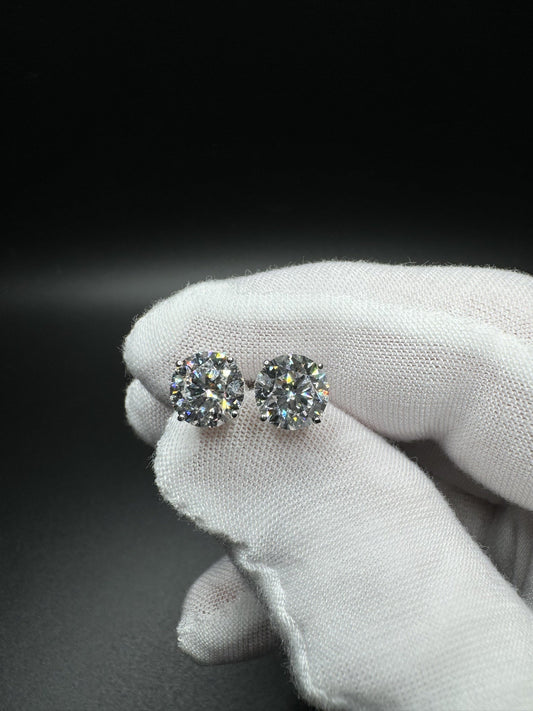 14k White Gold 4ctw D VVS2 Lab Diamond Studs EGL Certified 1.7g