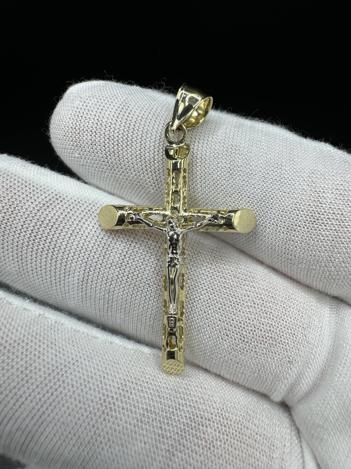 2” 14k Yellow Gold Cross/Crucifix 5.6mm Bail 3.51g
