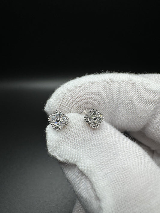 7mm Silver 1/4ctw Lab Diamond Clover/Motif Studs 1.0g