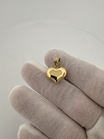 3/4” 14k Yellow Gold Puff Heart Pendant 4.5mm Bail 1.1g