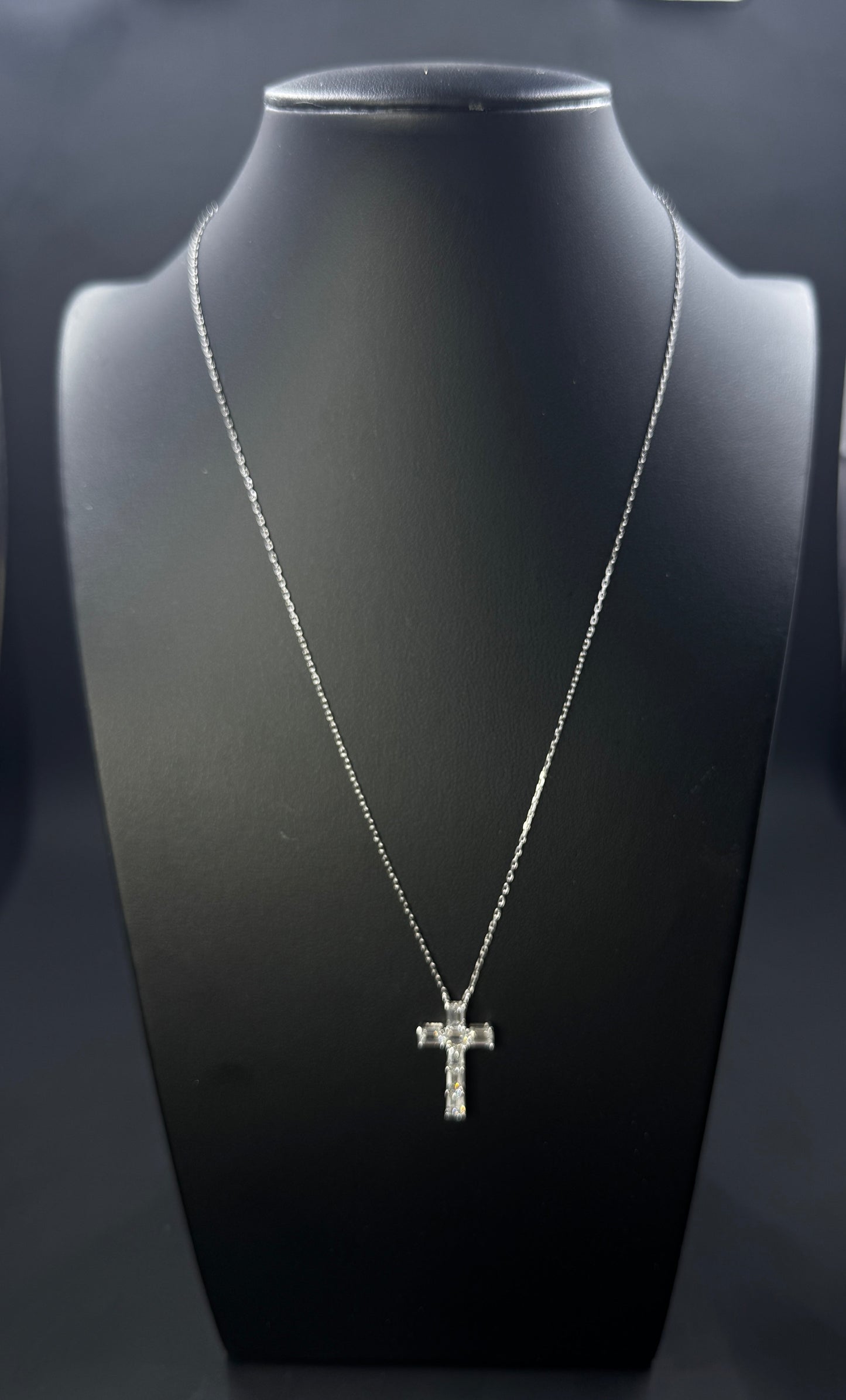 14k White Gold 1.75ctw Lab-Grown Diamond Cross Necklace – 18"