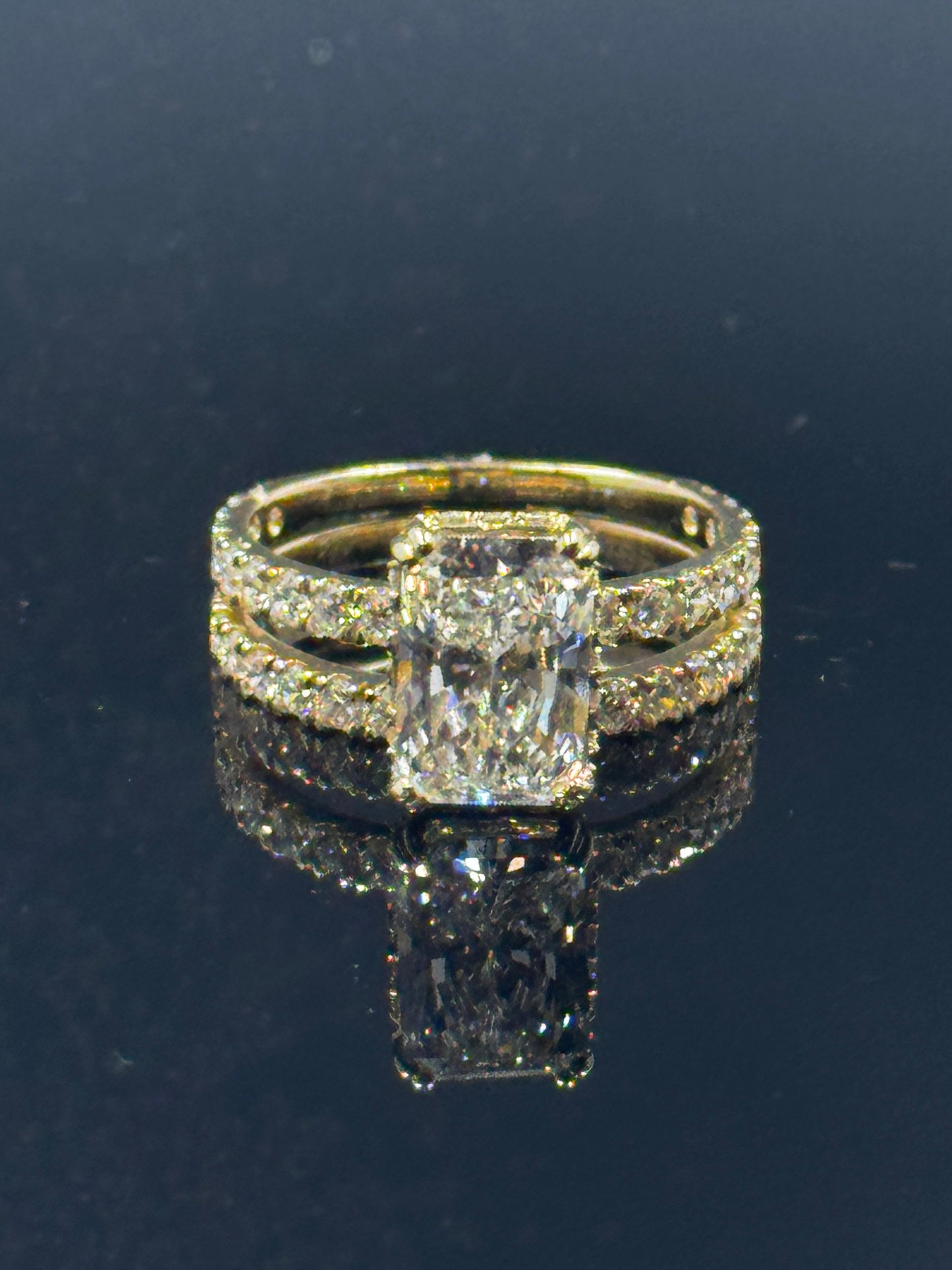14k Yellow Gold Radiant Diamond Bridal Set – 3.90ctw, Size 7