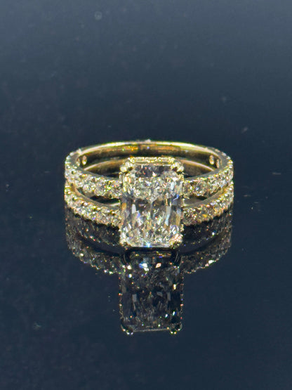14k Yellow Gold Radiant Diamond Bridal Set – 3.90ctw, Size 7
