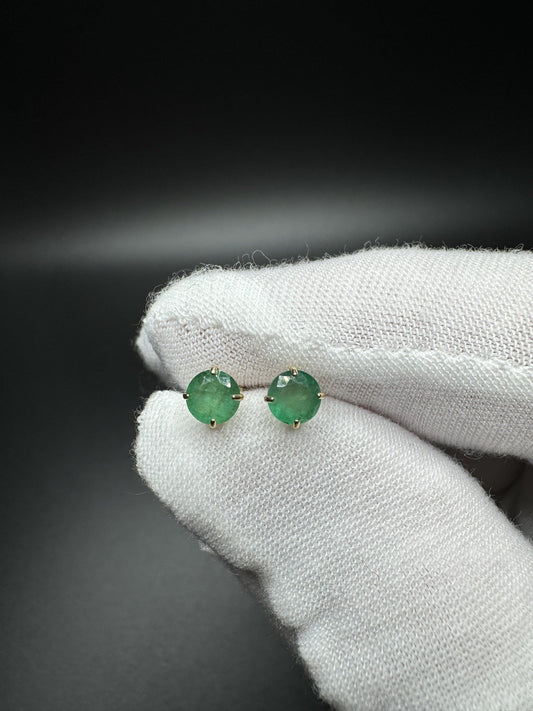 5mm 14k Yellow Gold Emerald Studs .5g