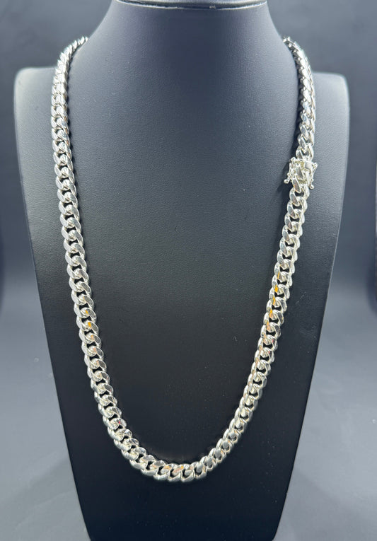 8mm Sterling Silver Cuban Chain Necklace – Multiple Lengths