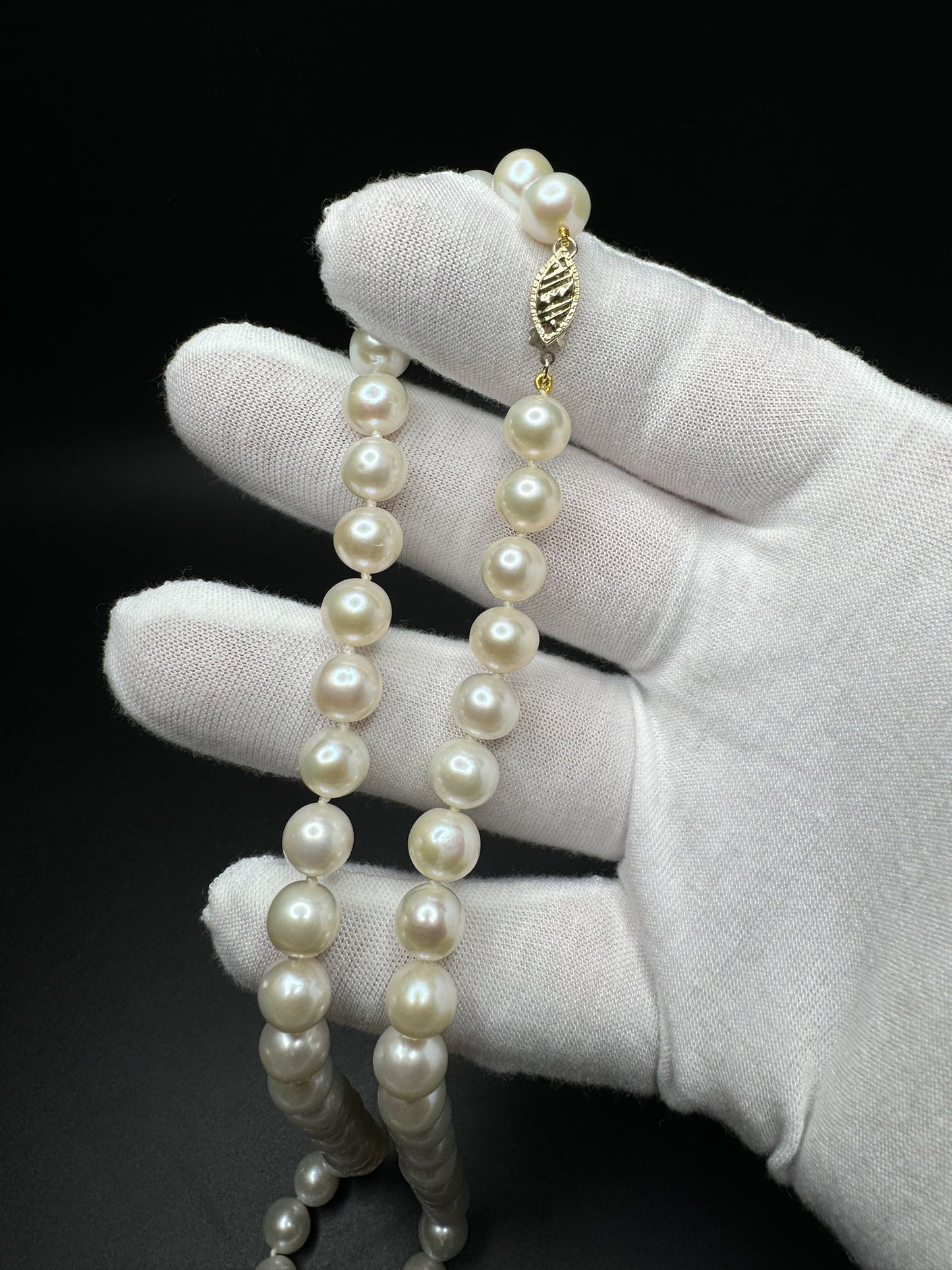 18” 14k Yellow Gold 8mm Freshwater Pearl Necklace 39.2g