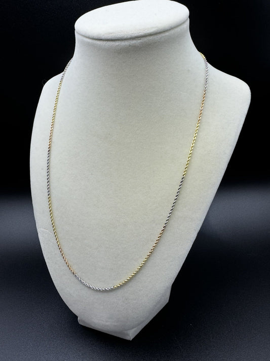 20” 10k Yellow Gold Tri-Color Rope 1.5mm 1.53g