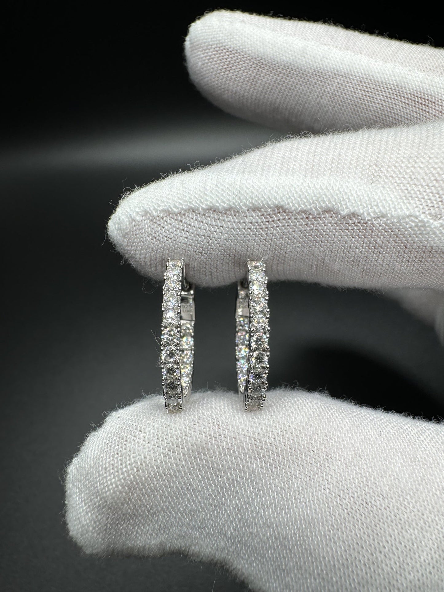 20mm Silver 1.1ctw Lab Diamond Inside Out Hoops 3.1g