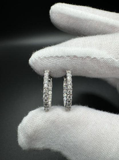 20mm Silver 1.1ctw Lab Diamond Inside Out Hoops 3.1g