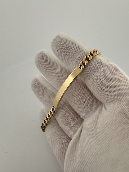 8” 14k Yellow Gold Cuban ID Bracelet 5mm 6.65g