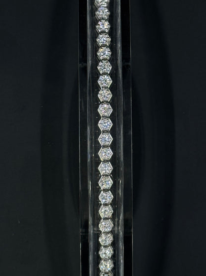 Sterling Silver 5.5ctw Lab-Grown Diamond Hexagonal Tennis Bracelet – 7.25"