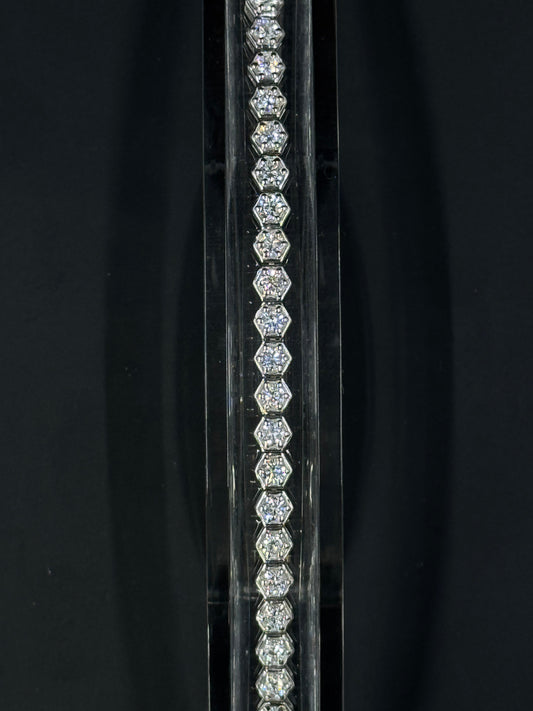 Sterling Silver 5.5ctw Lab-Grown Diamond Hexagonal Tennis Bracelet – 7.25"