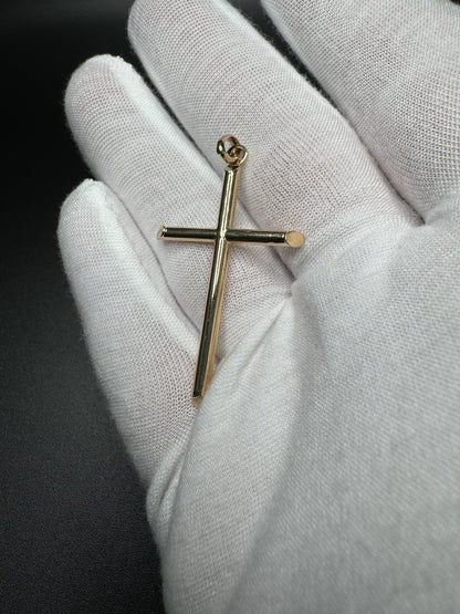 2” 14k Yellow Gold Thin Round Cross 2.7mm Bail 2.6g