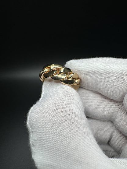 Size 9 10k Yellow Gold Cuban Ring 10mm 14.05g