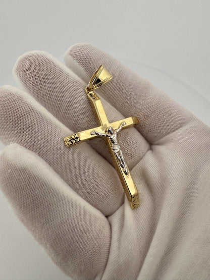 2.5” x 1.5” 14k Yellow Gold 3D Crucifix 8mm Bail 3.6g