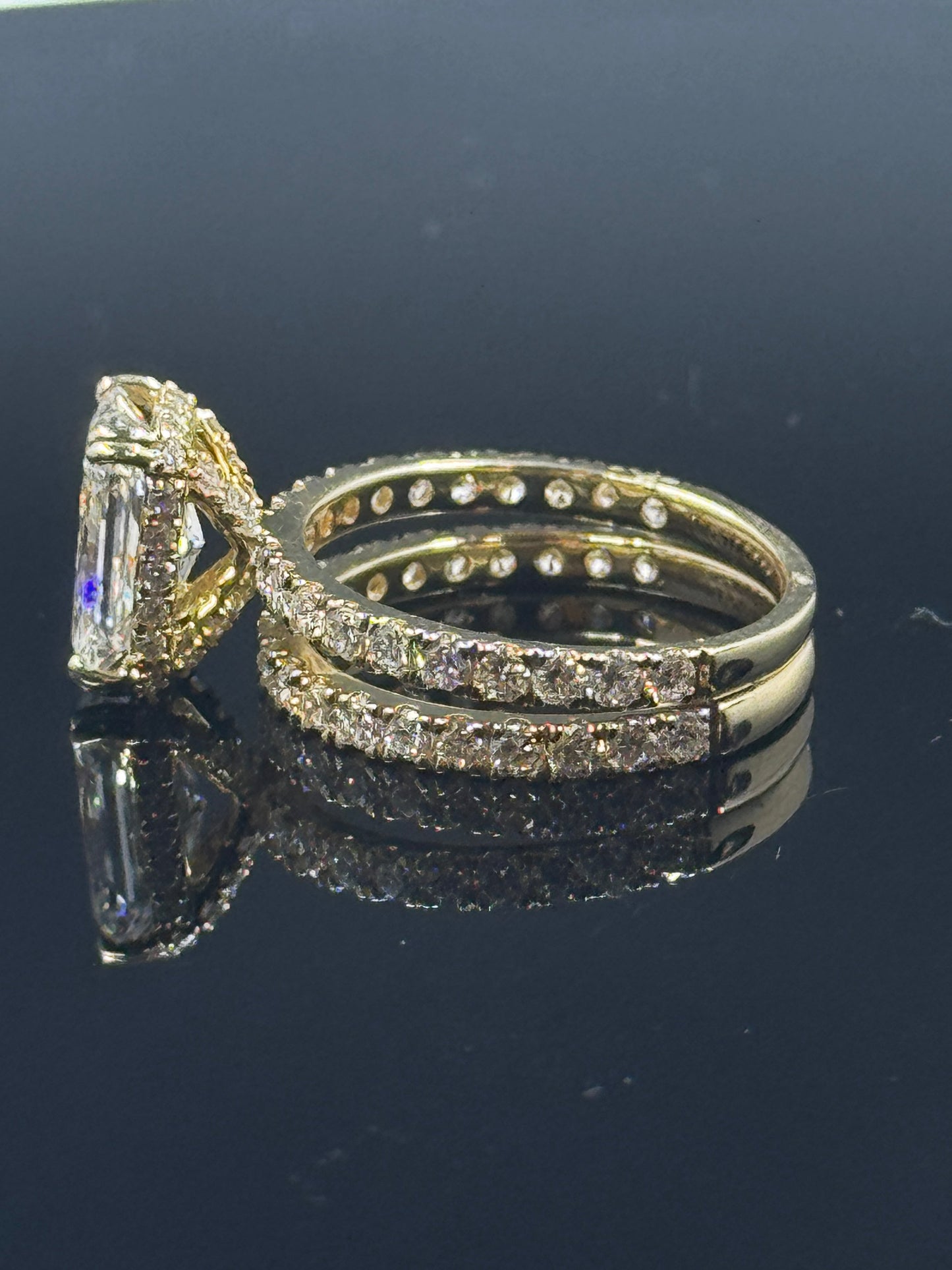 14k Yellow Gold Radiant Diamond Bridal Set – 3.90ctw, Size 7