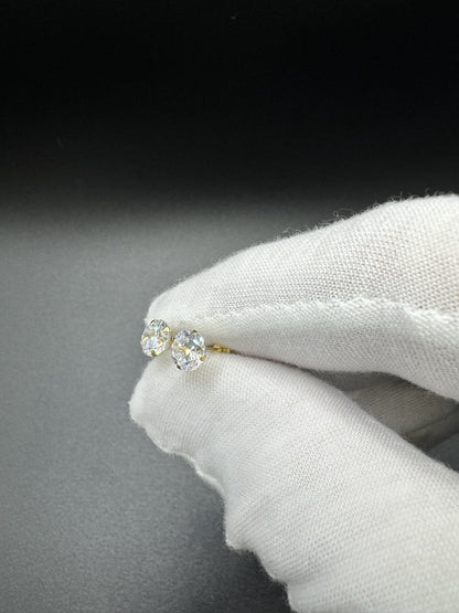 6mm 14k Yellow Gold CZ Screwback Studs .81g