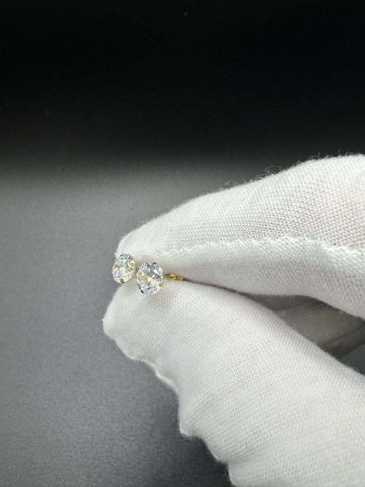 6mm 14k Yellow Gold CZ Screwback Studs .81g