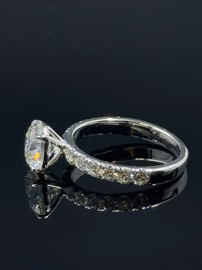 14k White Gold Custom Round Diamond Engagement Ring Setting – 2.57ctw, Size 7