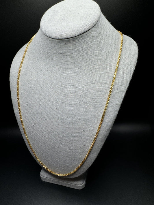 26” 18k Yellow Gold Wheat Chain 2.5mm 25.8g