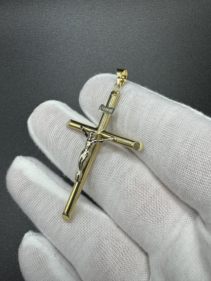 2.25” 14k Gold Round Cross/Crucifix 5.2mm Bail 2.22g