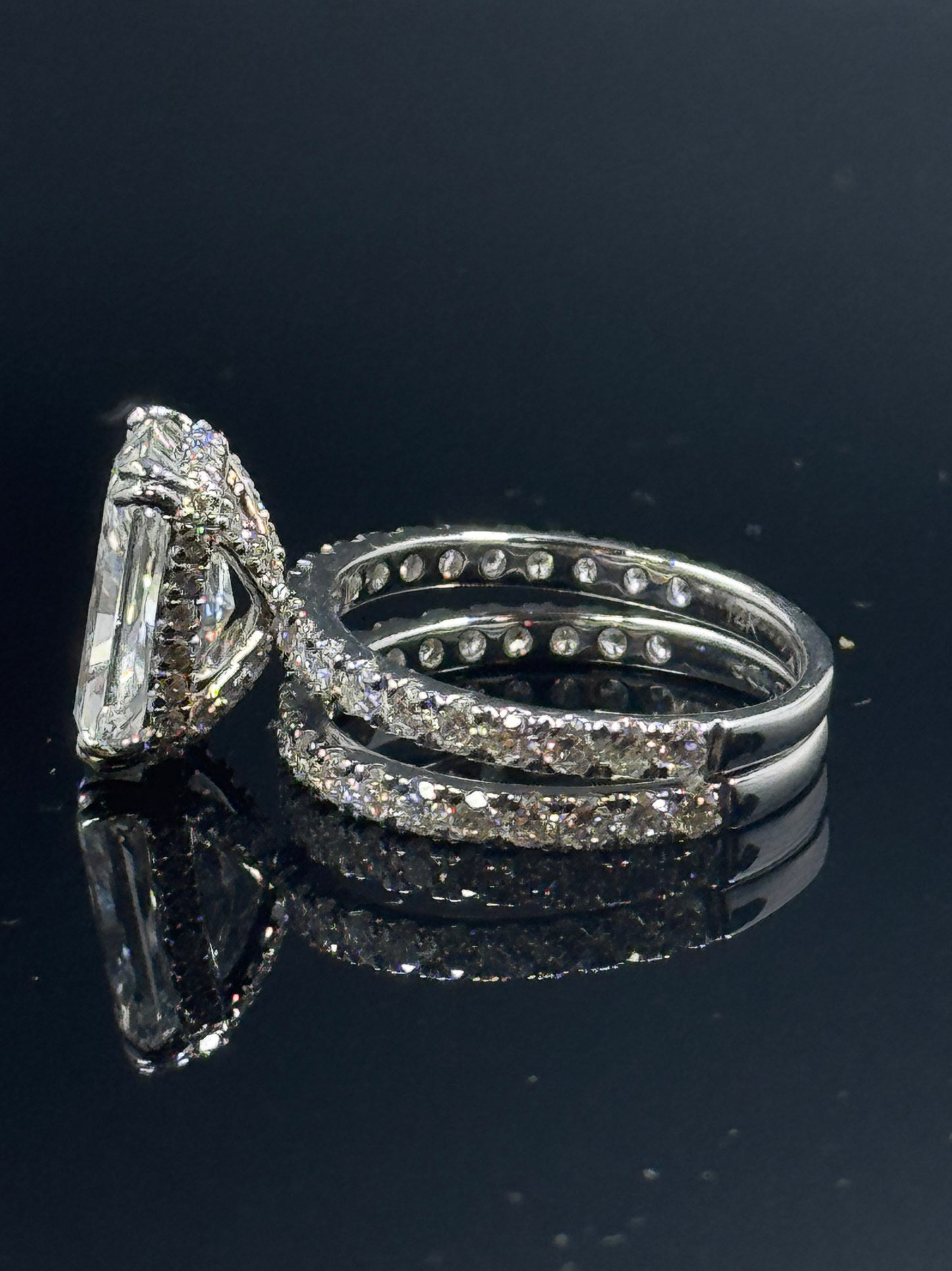 14k White Gold Radiant Diamond Bridal Set – 5.93ctw, Size 7