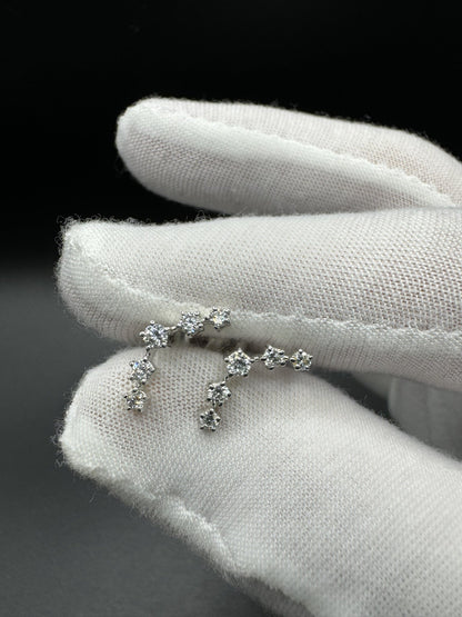 15mm 1/2ctw Silver Crawler Lab Diamond Earrings 1.6g
