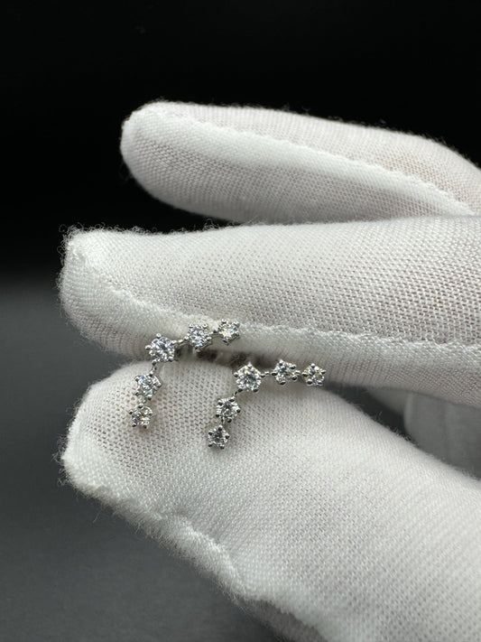 15mm 1/2ctw Silver Crawler Lab Diamond Earrings 1.6g