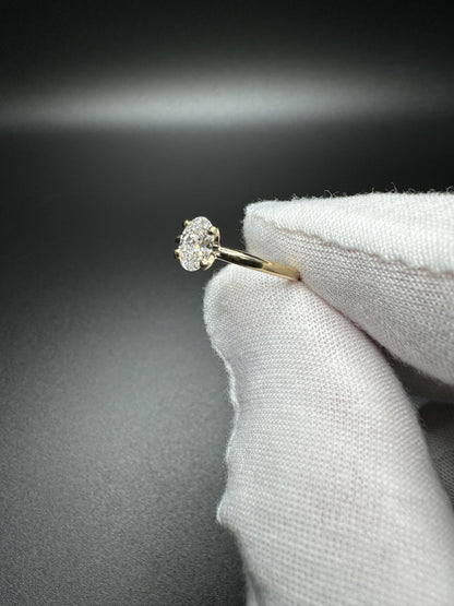 Size 4.5 14k Yellow Gold 1/2ct Oval Lab Diamond Solitaire Engagement Ring 1.64g