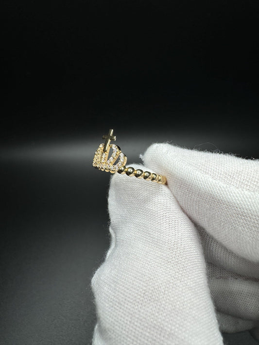 Size 8 14k Yellow Gold Crown Ring 1.7g