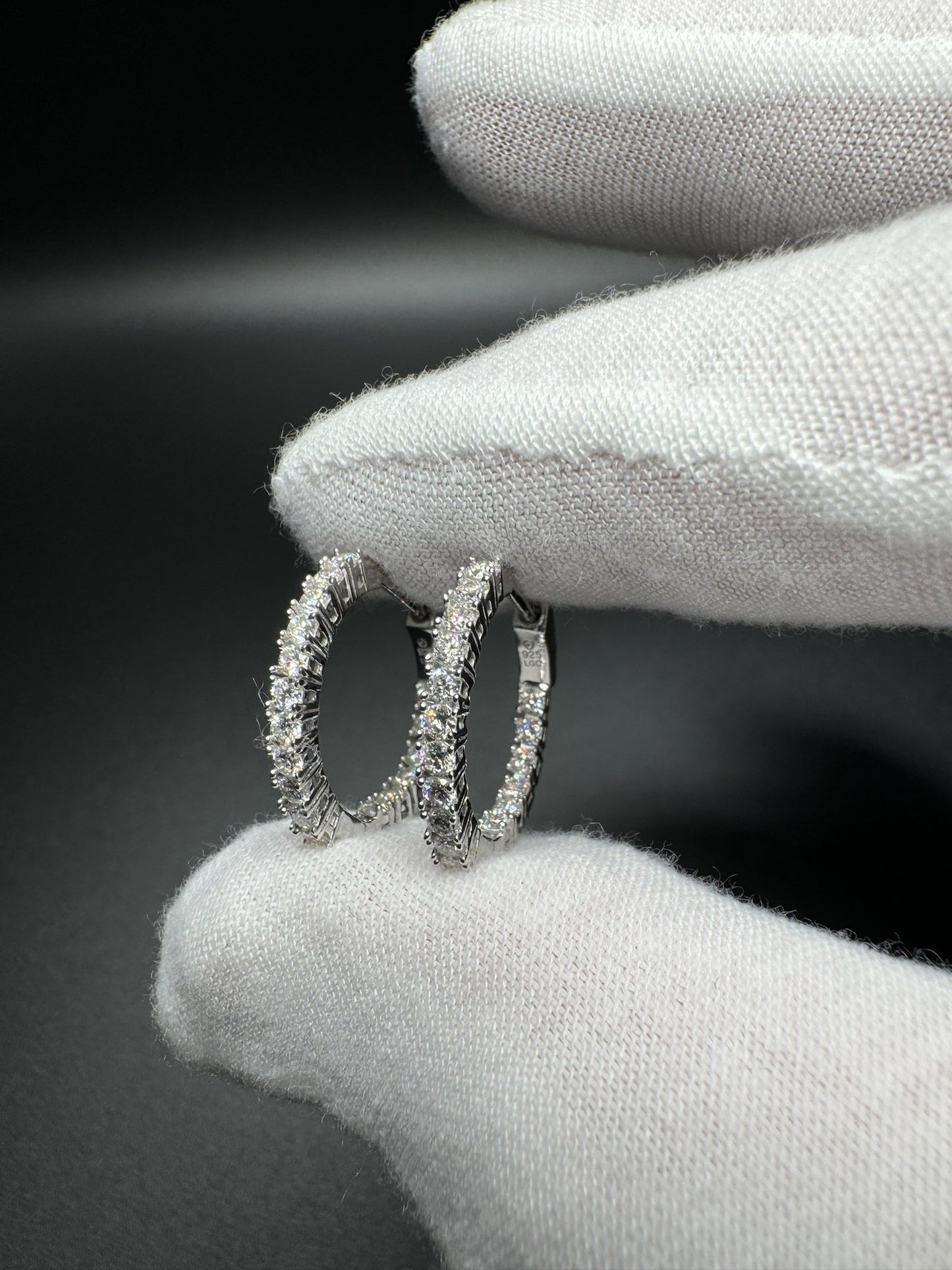 20mm Silver 1.1ctw Lab Diamond Inside Out Hoops 3.1g