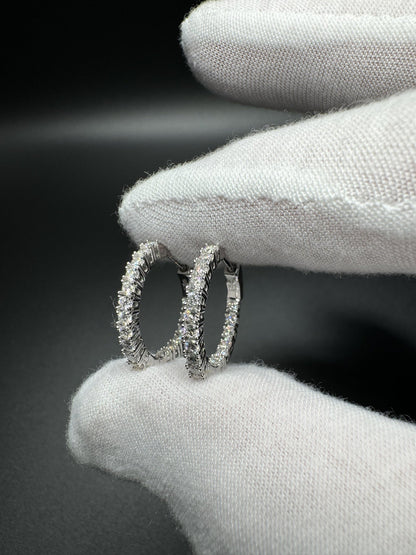 20mm Silver 1.1ctw Lab Diamond Inside Out Hoops 3.1g