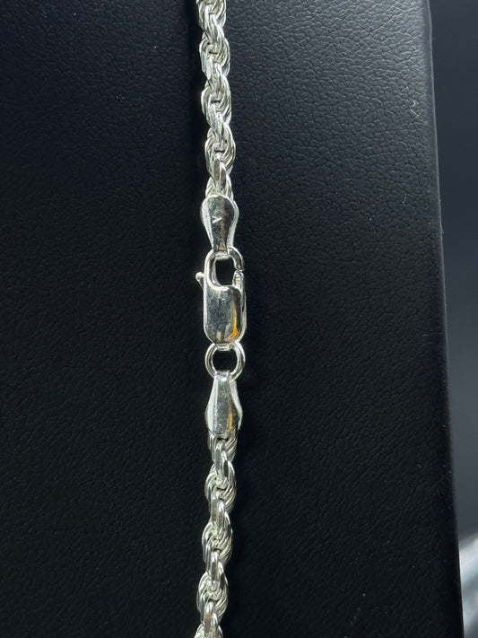 3mm Sterling Silver Rope Chain Necklace – Multiple Lengths