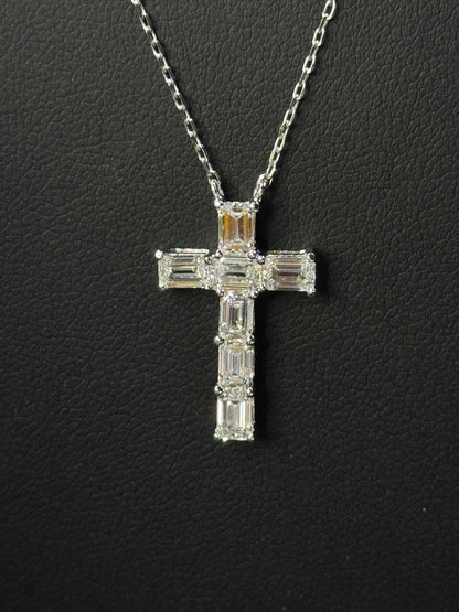 14k White Gold 1.75ctw Lab-Grown Diamond Cross Necklace – 18"