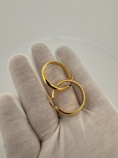 25mm x 5mm 14k Yellow Gold Flat Hoops 2.6g