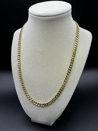 20” 10k Yellow Gold Double Sided Plain & Diamond Cut Cuban 6mm 11.54g