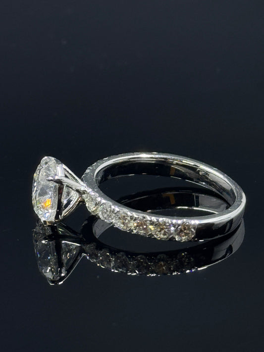 14k White Gold Custom Round Diamond Engagement Ring Setting – 2.57ctw, Size 7